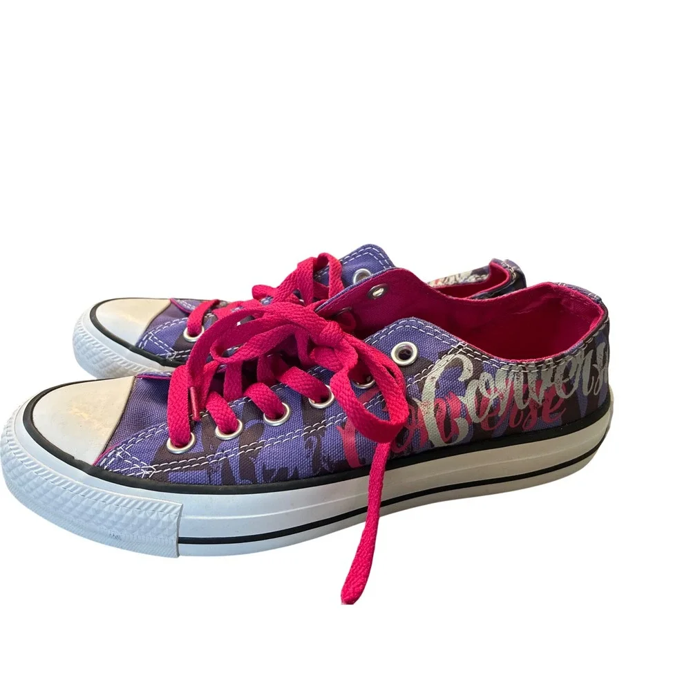 Converse Chuck Taylor All Star Youth 4.5 Purple New Script Logo Low Top Sneaker